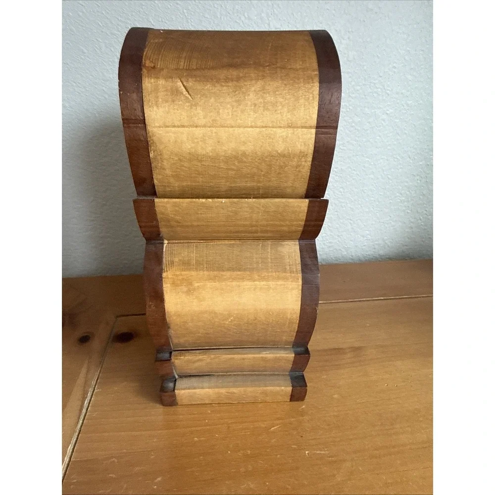 Handcrafted Bandsaw Teardrop Jewelry Trinket Box 4 Drawer‎ Rustic Walnut Maple